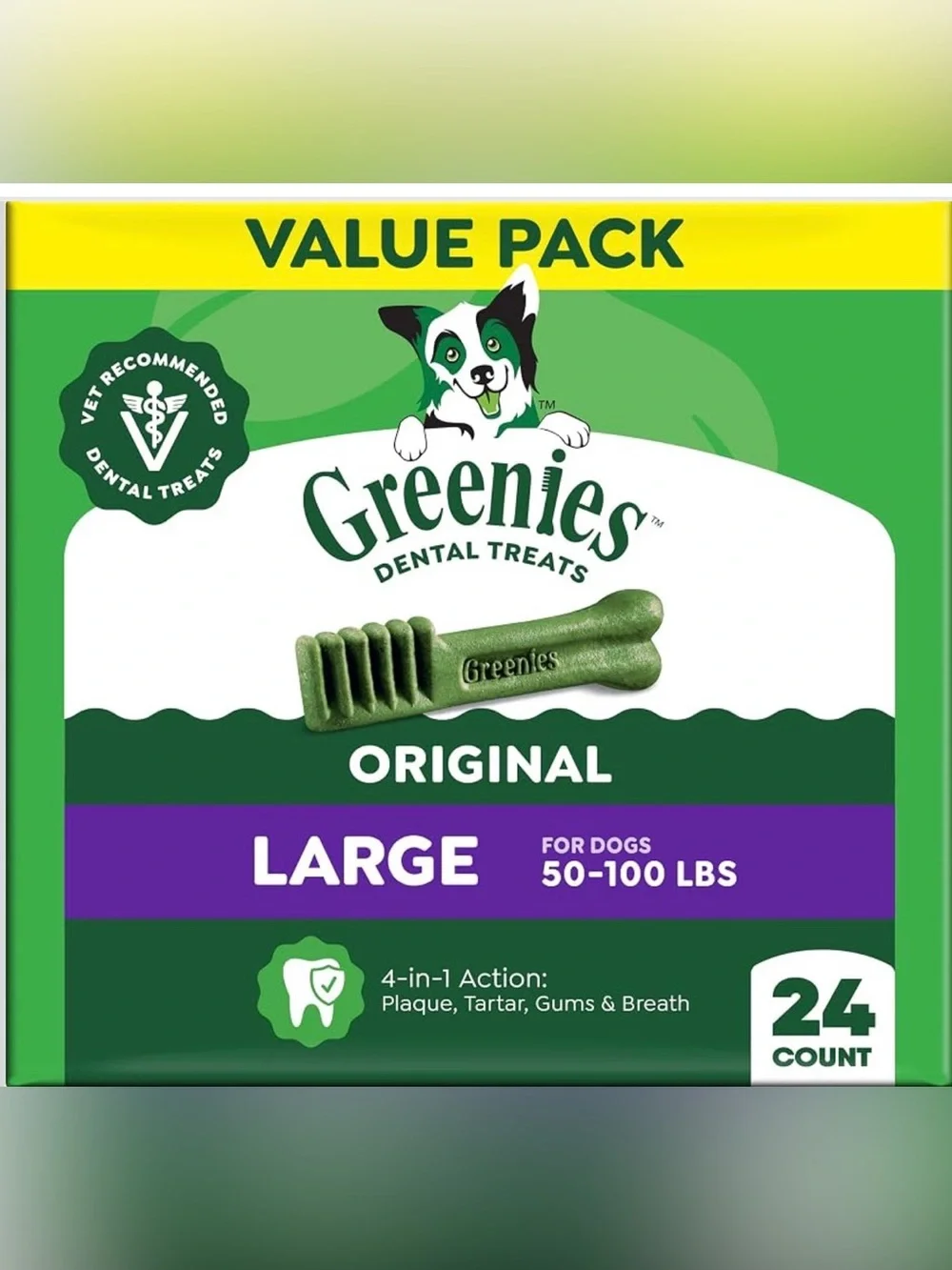 Original Dental Treats for Dogs - Large, Green (24 Count)